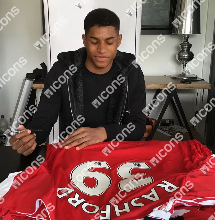 Icons Marcus Rashford Back Signed Manchester United Home Shirt In Classic Frame