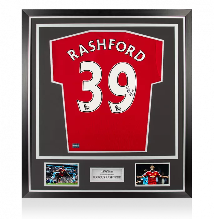 icons Marcus Rashford Back Signed Manchester United Home Shirt In Classic Frame