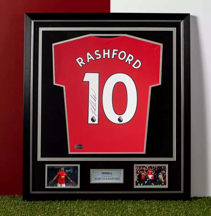 Icons Marcus Rashford Signed Manchester United 2019-20 Home Shirt In Classic Frame
