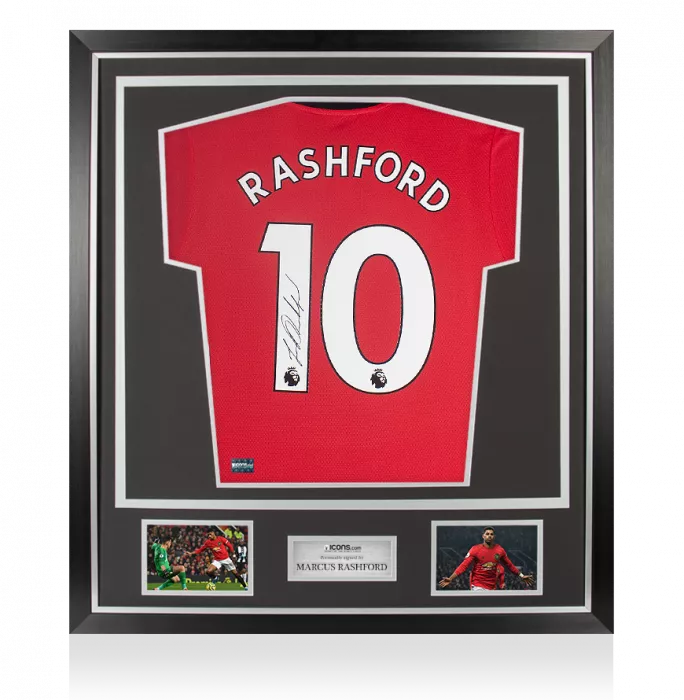 icons Marcus Rashford Signed Manchester United 2019-20 Home Shirt In Classic Frame