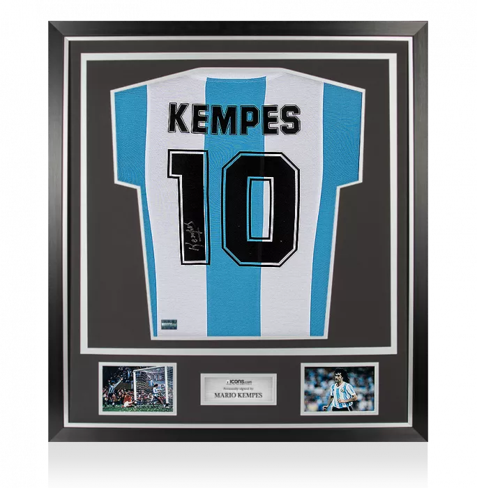 Icons Mario Kempes Back Signed Argentina 1978 Home Shirt In Classic Frame