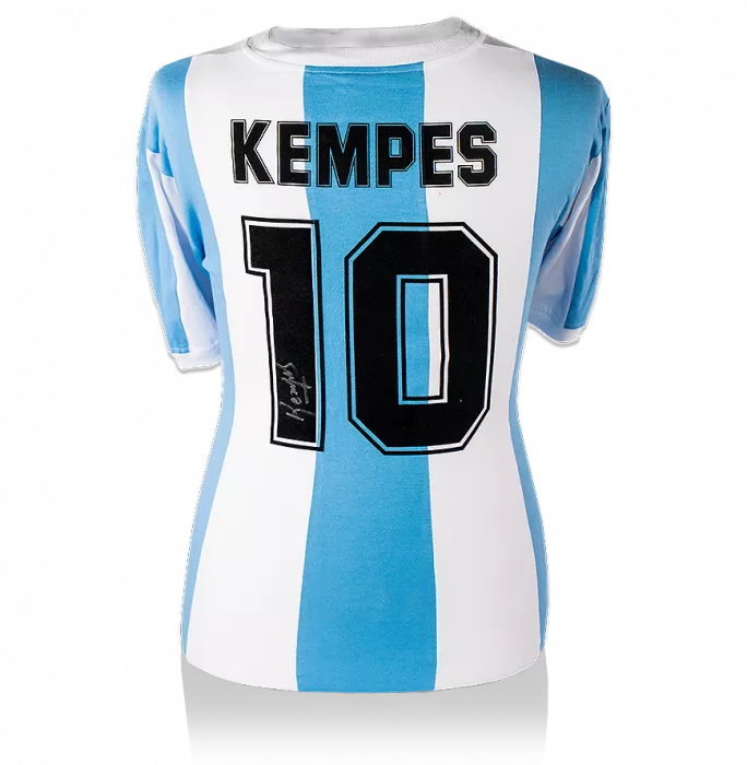icons Mario Kempes Back Signed Argentina 1978 Home Shirt