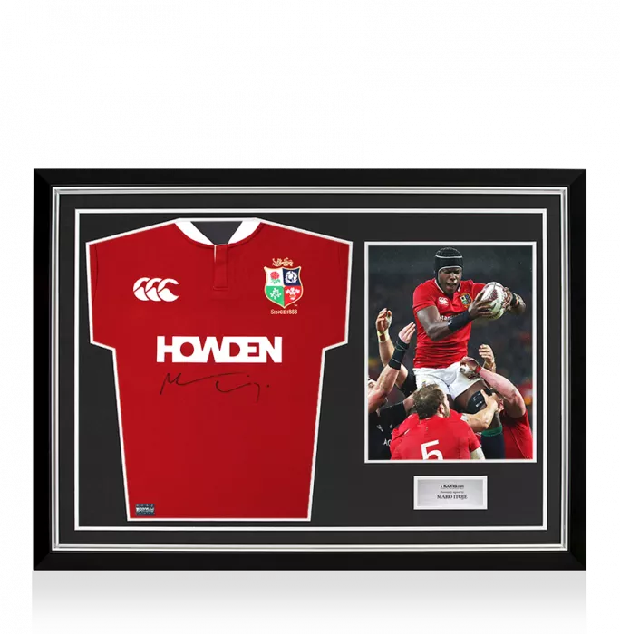 icons Maro Itoje Front Signed British & Irish Lions 2025 Shirt In Hero Frame: Option 1