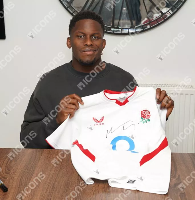 Icons Maro Itoje Front Signed England 2025 Home Shirt In Classic Frame
