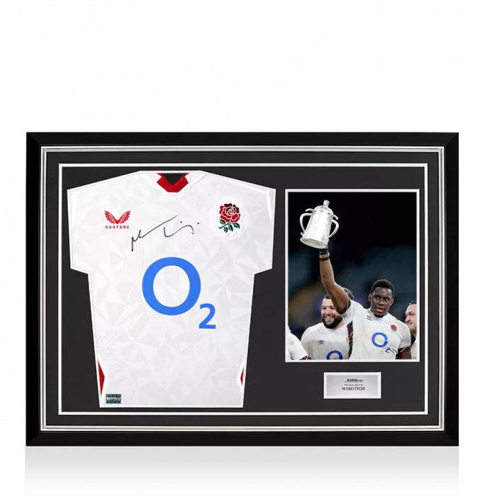 icons Maro Itoje Front Signed England 2025 Home Shirt In Hero Frame: Option 1