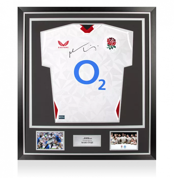 icons Maro Itoje Front Signed England 2025 Home Shirt In Classic Frame