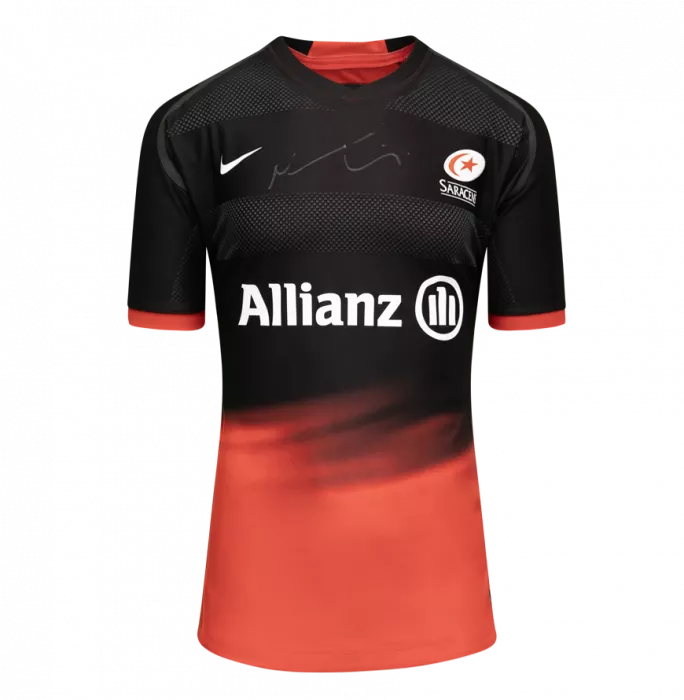 Icons Maro Itoje Front Signed Saracens 2015-16 Authentic Home Shirt In Classic Frame