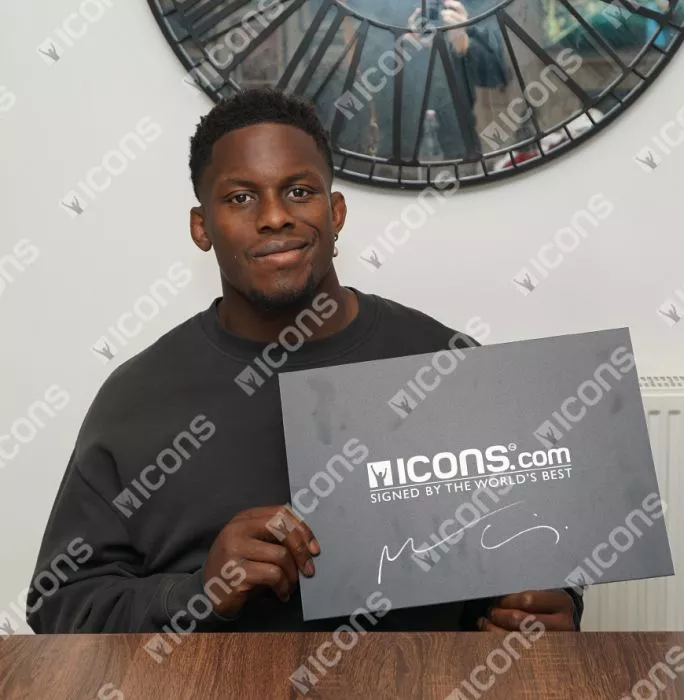 Icons Maro Itoje Front Signed Saracens 2021-22 Away Shirt In Classic Frame