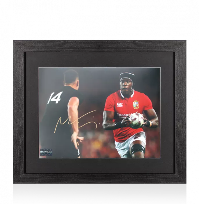 icons Maro Itoje Signed British & Irish Lions Photo In Black Wooden Frame: In Action vs All Blacks