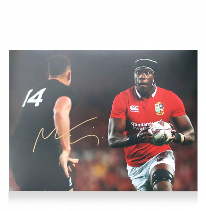 Icons Maro Itoje Signed British & Irish Lions Photo In Premium Photo Frame: In Action Vs All Blacks