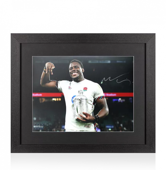 icons Maro Itoje Signed England Photo In Black Wooden Frame: 2025 Calcutta Cup Winners