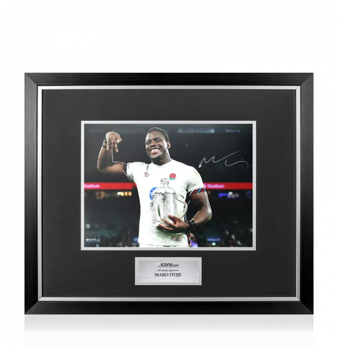 icons Maro Itoje Signed England Photo In Premium Photo Frame: 2025 Calcutta Cup Winners