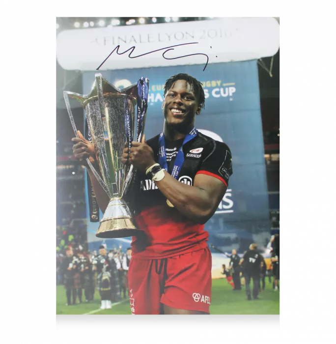 Icons Maro Itoje Signed Saracens Photo In Black Wooden Frame: 2016 Champions Cup Winner