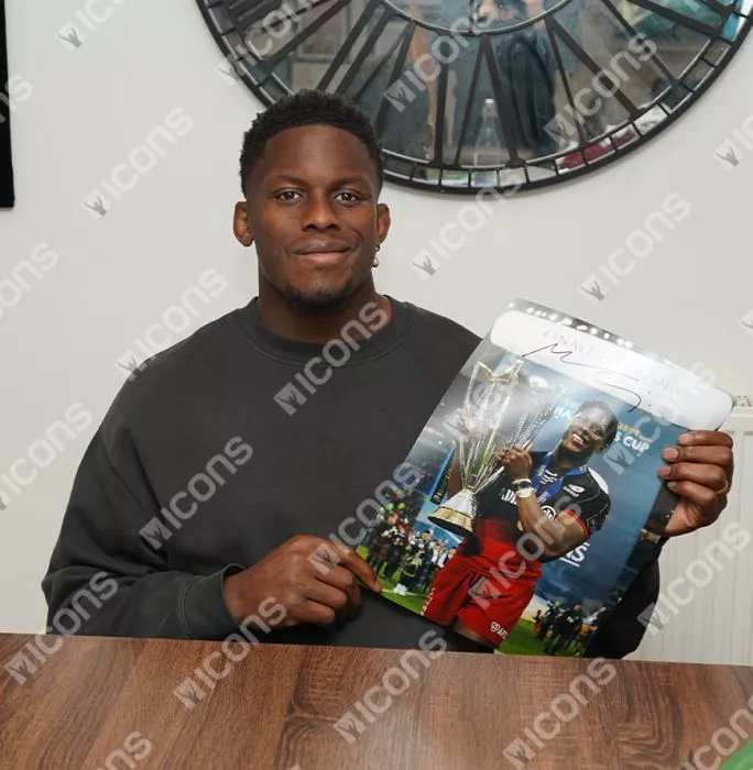 Icons Maro Itoje Signed Saracens Photo In Black Wooden Frame: 2016 Champions Cup Winner