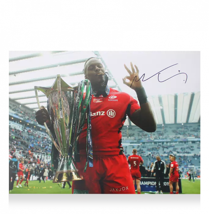 Icons Maro Itoje Signed Saracens Photo In Black Wooden Frame: 2019 Champions Cup Winner