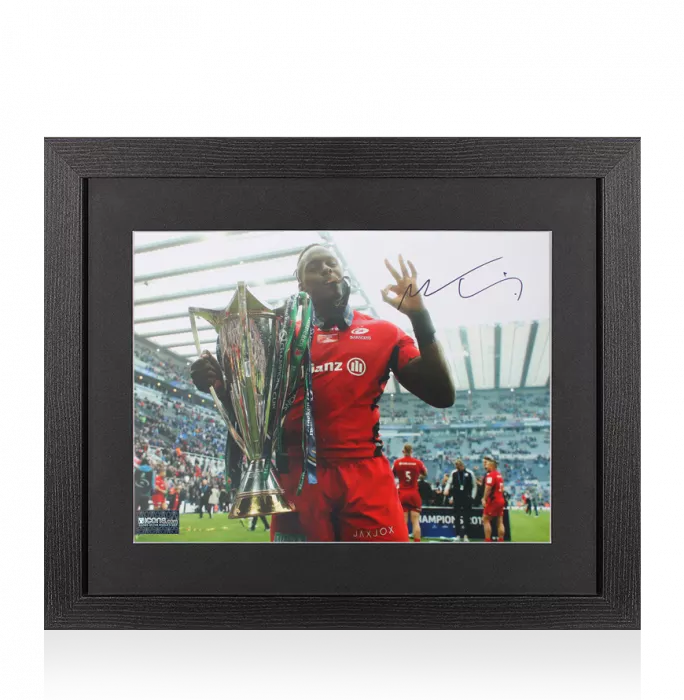 icons Maro Itoje Signed Saracens Photo In Black Wooden Frame: 2019 Champions Cup Winner