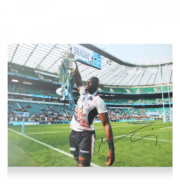 Icons Maro Itoje Signed Saracens Photo In Black Wooden Frame: 2023 Premiership Final Winner
