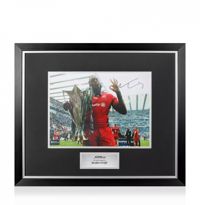 icons Maro Itoje Signed Saracens Photo In Premium Photo Frame: 2019 Champions Cup Winner
