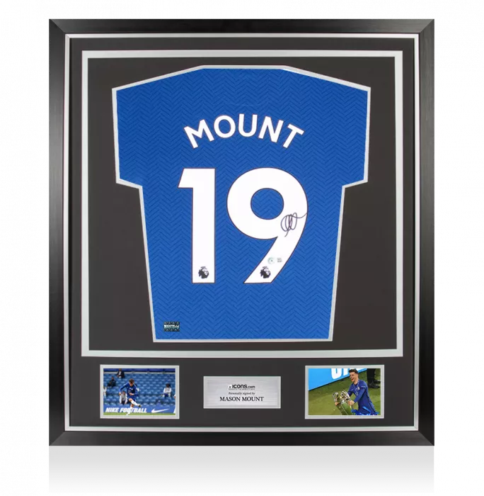 Icons Mason Mount Back Signed Chelsea 2020-21 Home Shirt In Classic Frame