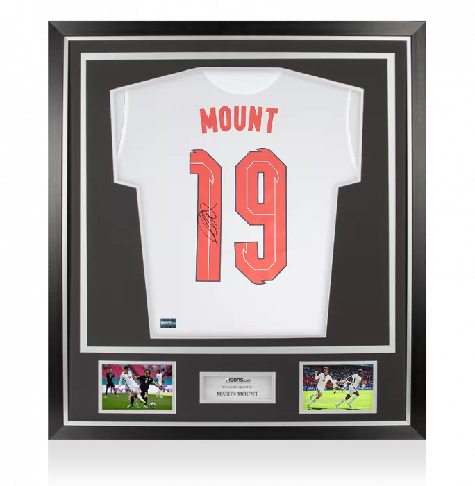 icons Mason Mount Back Signed England 2020-21 Home Shirt In Classic Frame