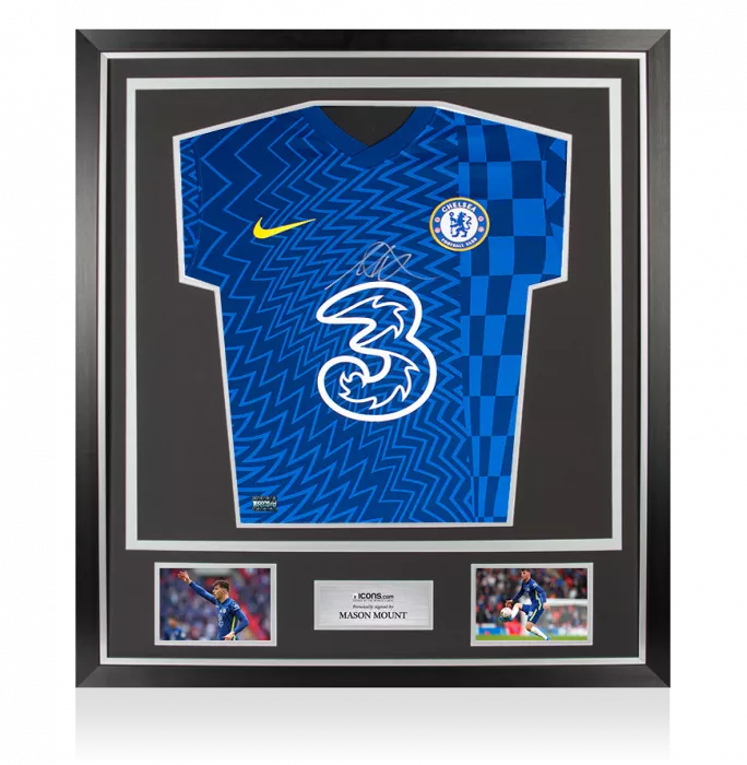 icons Mason Mount Front Signed Chelsea 2021-22 Home Shirt In Classic Frame