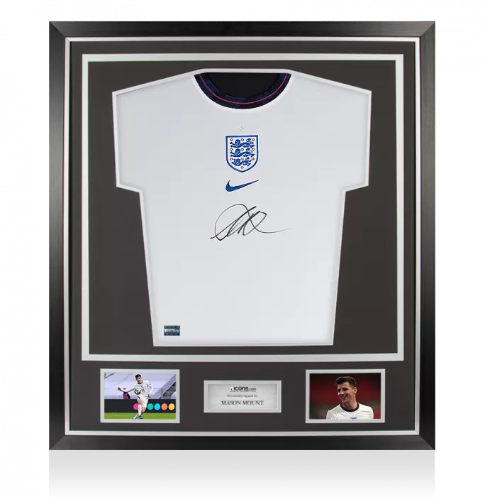 icons Mason Mount Front Signed England 2020-21 Home Shirt In Classic Frame