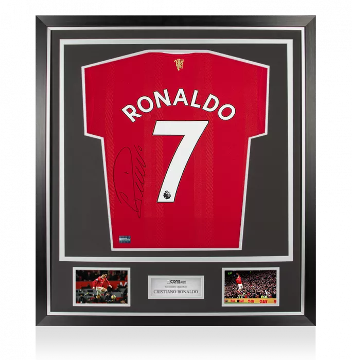 Icons MATCH ISSUE Cristiano Ronaldo Back Signed Manchester United 2021-22 Home Shirt In Classic Frame