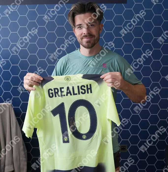 Icons MATCH ISSUE Jack Grealish Back Signed Manchester City 2022-23 Third Shirt