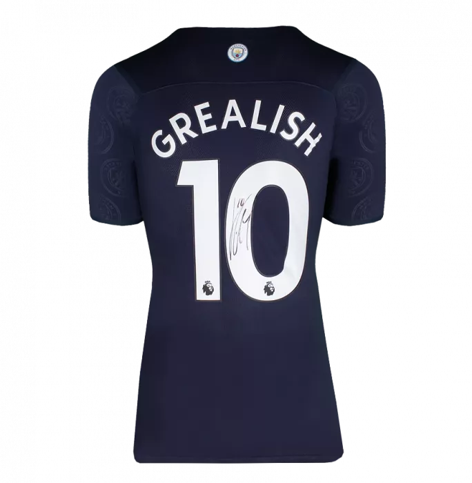 icons MATCH ISSUE Jack Grealish Back Signed Manchester City 2021-22 Third Shirt
