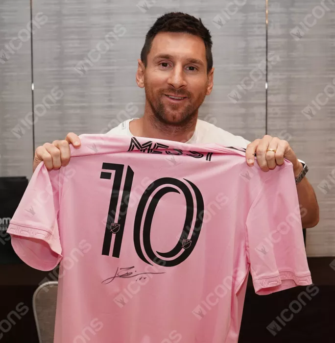 Icons MATCH ISSUE Lionel Messi Official Back Signed Inter Miami CF 2022-23 Home Shirt In Hero Frame: Option 1