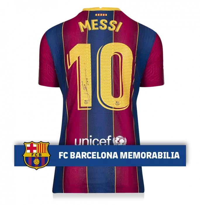 Icons MATCH ISSUE Lionel Messi Official FC Barcelona Back Signed And Framed 2020-21 Home Shirt