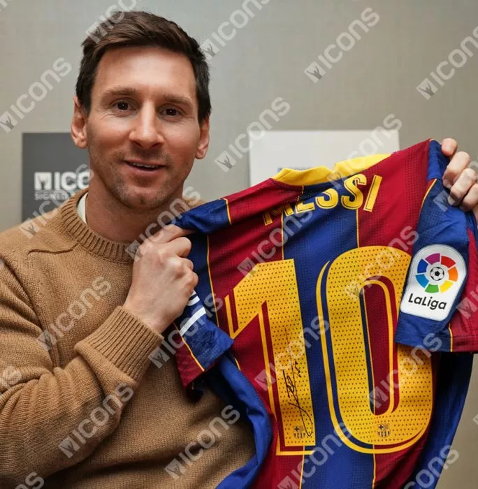Icons MATCH ISSUE Lionel Messi Official FC Barcelona Back Signed 2020-21 Home Shirt