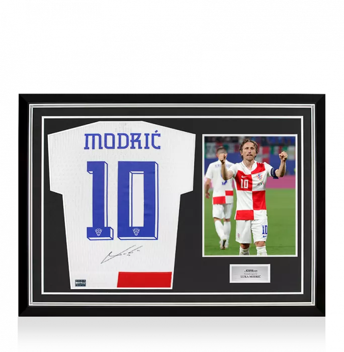 icons MATCH ISSUE Luka Modric Back Signed Croatia 2024 Home Shirt In Hero Frame: Option 1