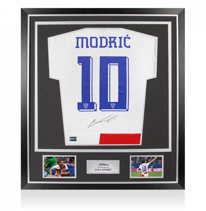 icons MATCH ISSUE Luka Modric Back Signed Croatia 2024 Home Shirt In Classic Frame