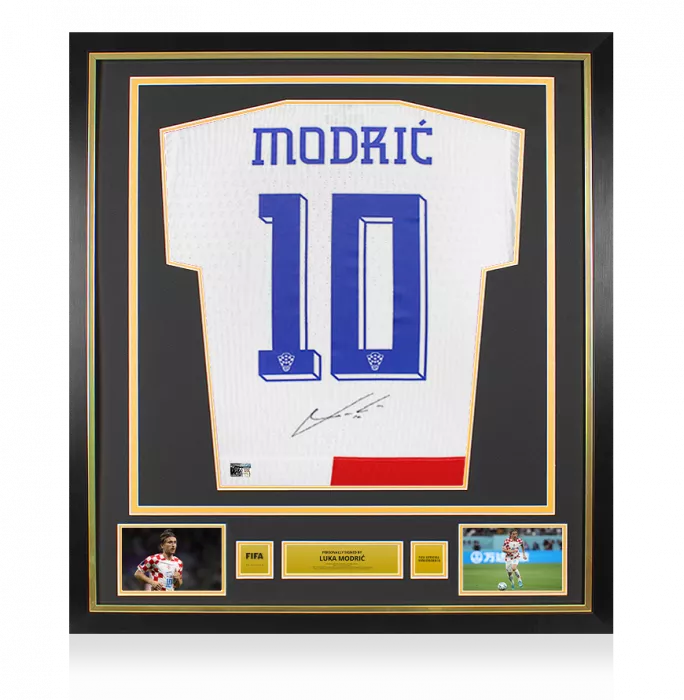 icons MATCH ISSUE Luka Modric Official FIFA World Cup™ Back Signed and Framed Croatia 2024 Home Shirt