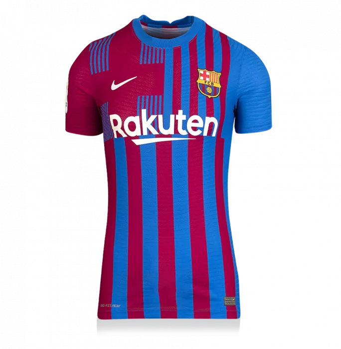 Icons MATCH ISSUE Memphis Depay Back Signed FC Barcelona 2021-22 Home Shirt In Classic Frame