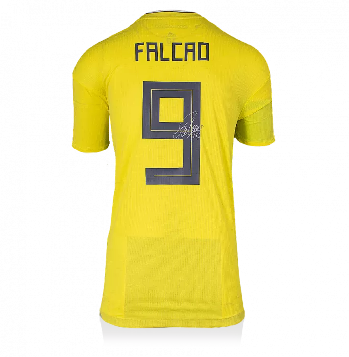 Icons MATCH ISSUE Radamel Falcao Official 2018 FIFA World Cup™ Back Signed And Hero Framed 2018-19 Colombia Home Shirt