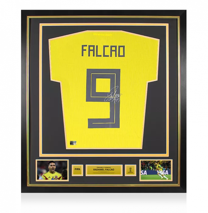 icons MATCH ISSUE Radamel Falcao Official 2018 FIFA World Cup™ Back Signed and Framed 2018-19 Colombia Home Shirt