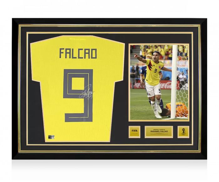 icons MATCH ISSUE Radamel Falcao Official 2018 FIFA World Cup™ Back Signed and Hero Framed 2018-19 Colombia Home Shirt