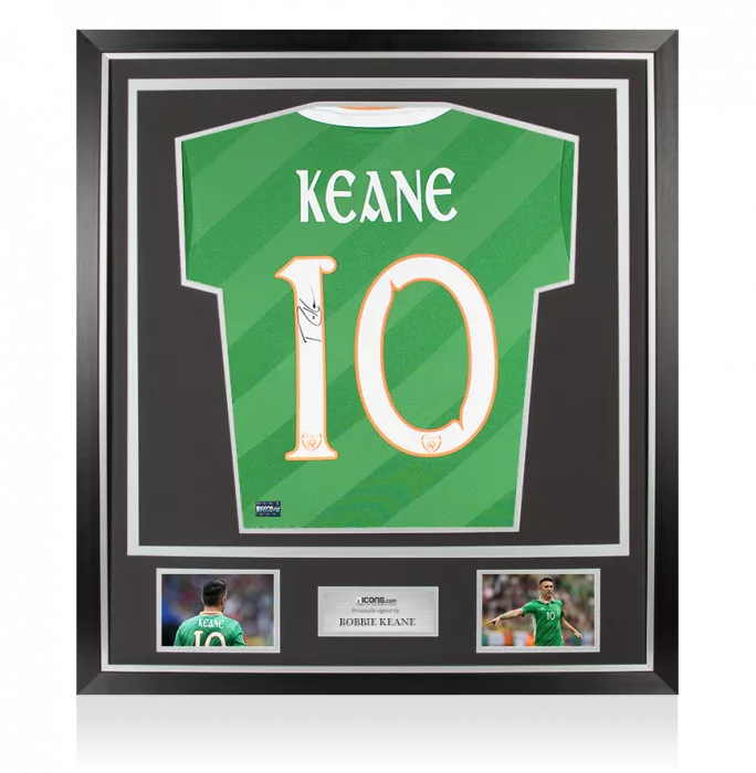 icons MATCH ISSUE Robbie Keane Back Signed Republic of Ireland 2016-17 Home Shirt In Classic Frame