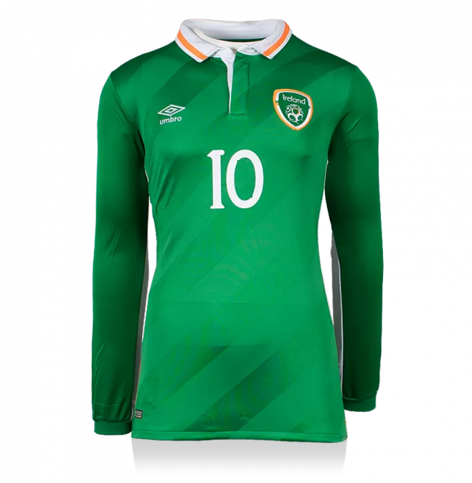 Icons MATCH ISSUE Robbie Keane Back Signed Republic Of Ireland 2016-17 Home Shirt