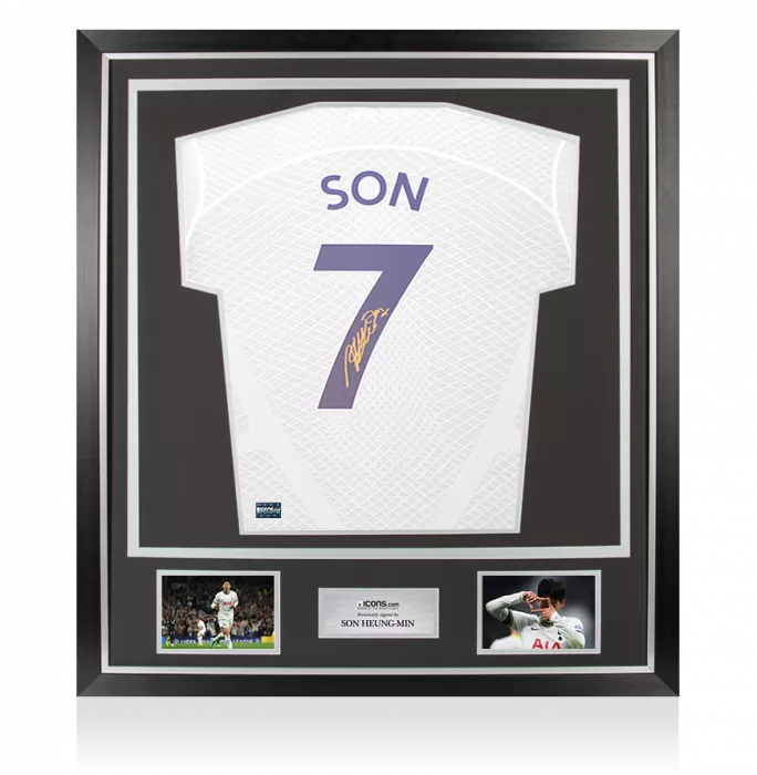icons MATCH ISSUE Son Heung-min Back Signed Tottenham Hotspur 2022-23 Home Shirt In Classic Frame