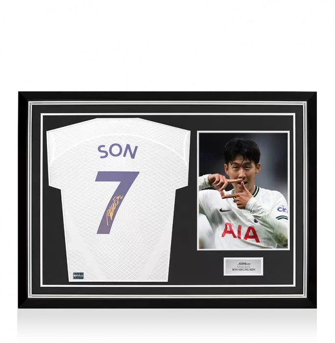 icons MATCH ISSUE Son Heung-min Back Signed Tottenham Hotspur 2022-23 Home Shirt In Hero Frame: Option 1