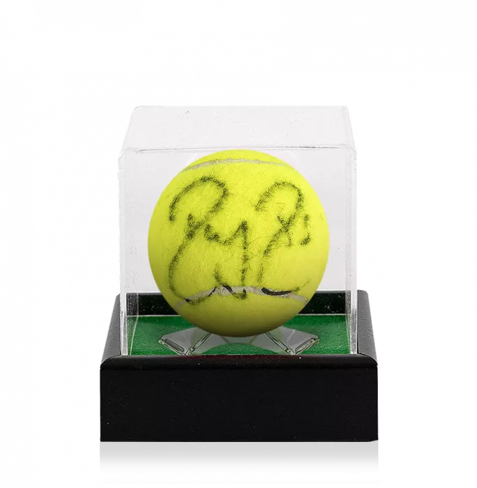 icons MATCH USED Roger Federer Signed 2008 Wimbledon Tennis Ball In Acrylic Case