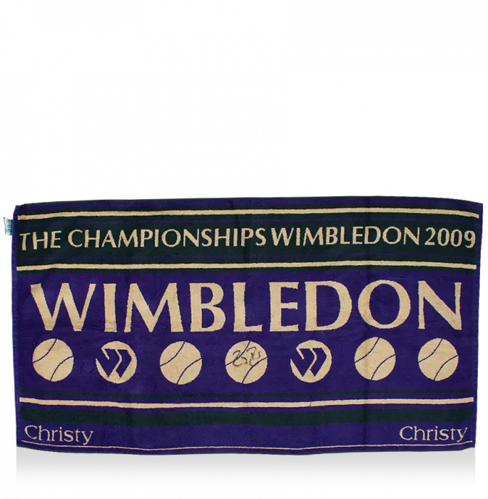 icons MATCH USED Roger Federer Signed 2009 Wimbledon Towel
