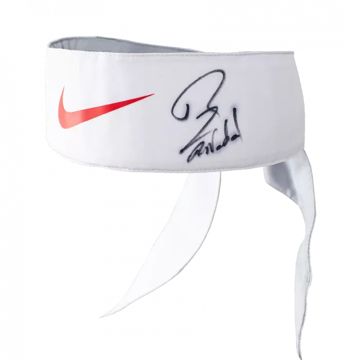 Icons MATCH WORN Rafael Nadal Signed White Wimbledon Bandana