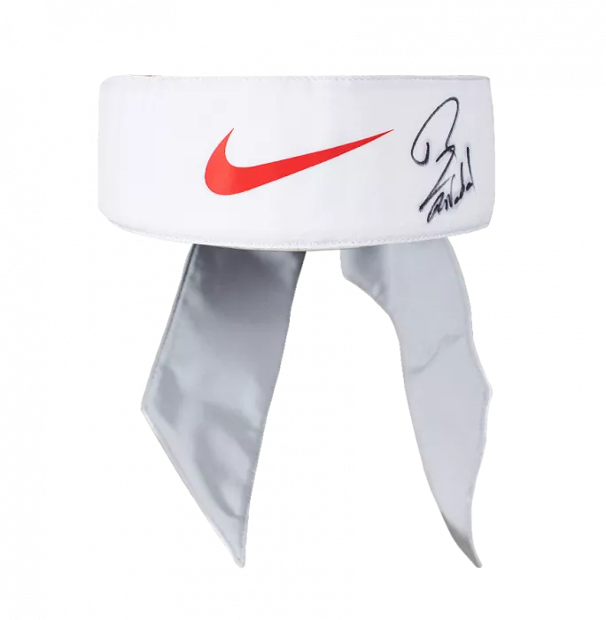 icons MATCH WORN Rafael Nadal Signed White Wimbledon Bandana