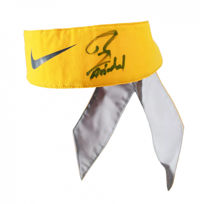 Icons MATCH WORN Rafael Nadal Signed Yellow Nike Bandana