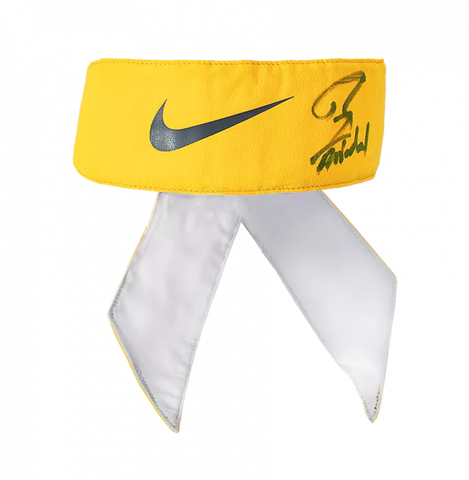 icons MATCH WORN Rafael Nadal Signed Yellow Nike Bandana