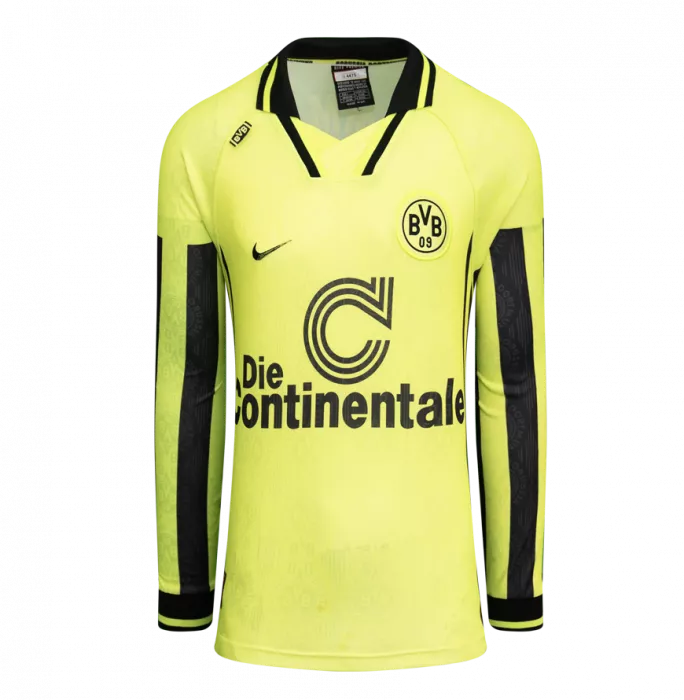 Icons Matthias Sammer Back Signed Borussia Dortmund 1996-97 Home Shirt In Hero Frame: Option 1